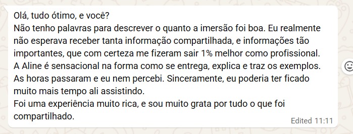 Print de depoimento de participante