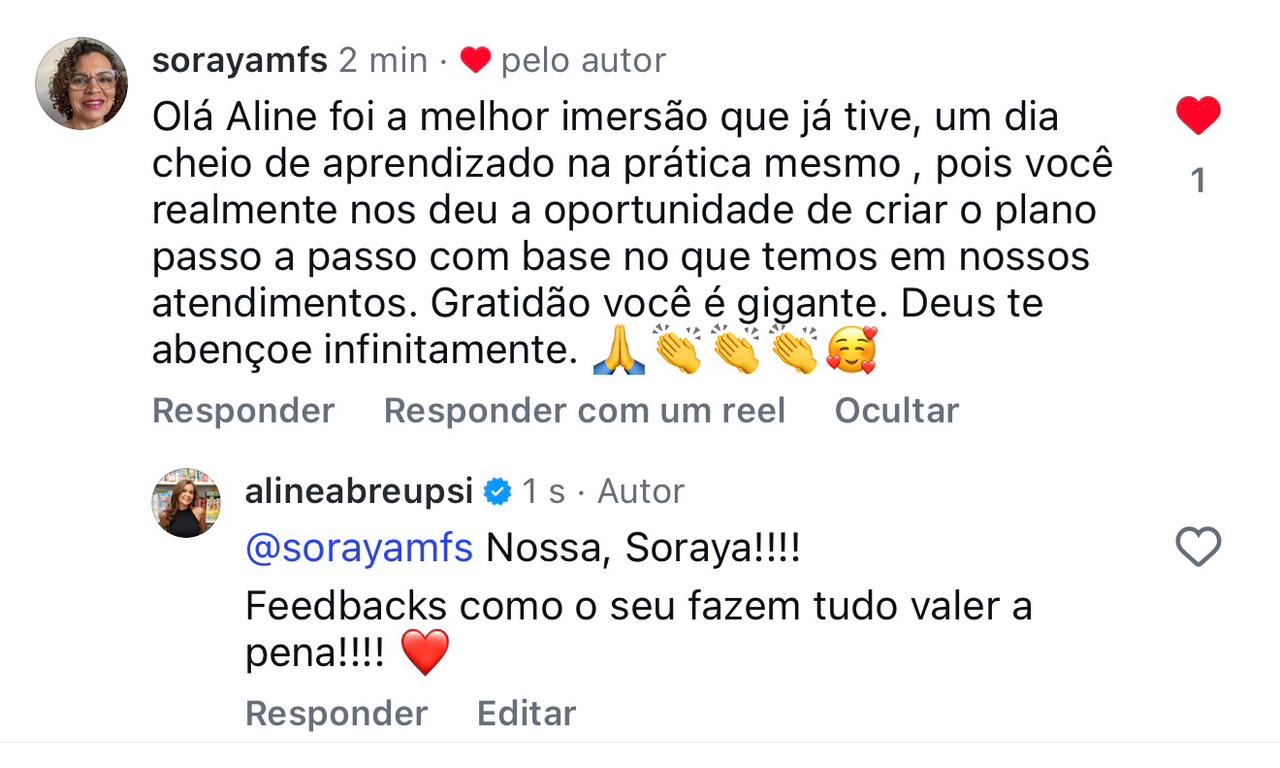 Print de depoimento de participante