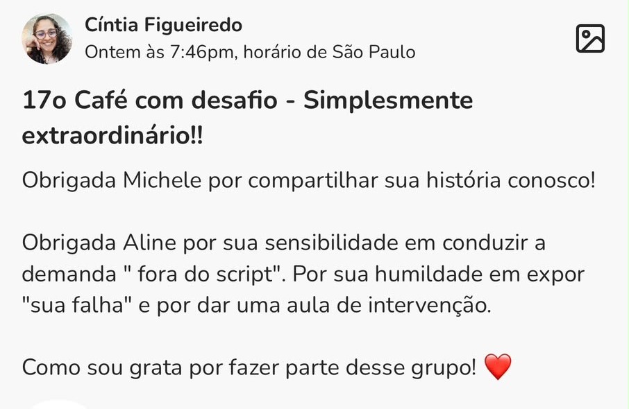 Print de depoimento de participante