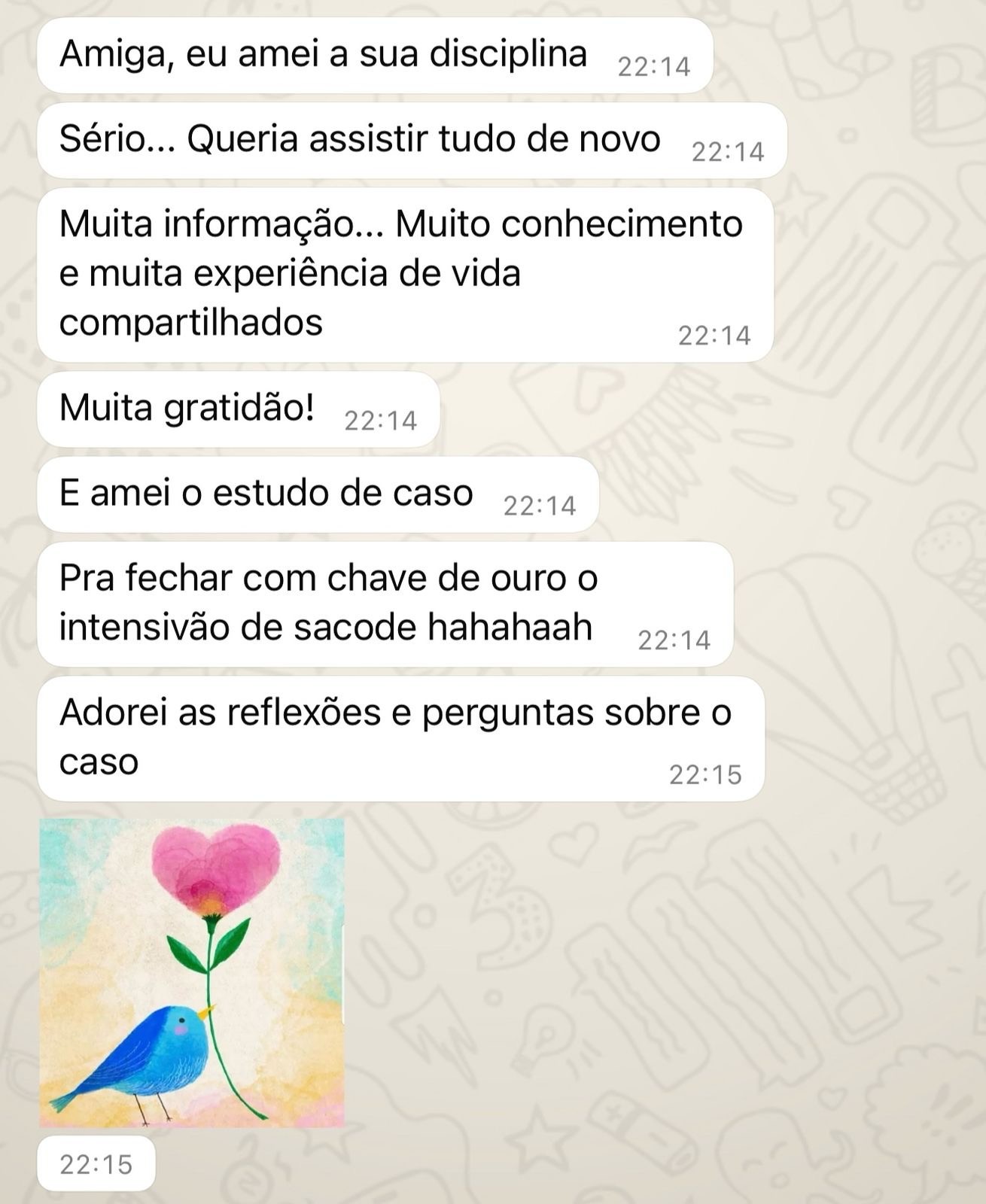 Print de depoimento de participante